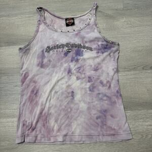 Harley Davidson Orlando Florida Women’s XL Tie Die Purple Studded Tank Top